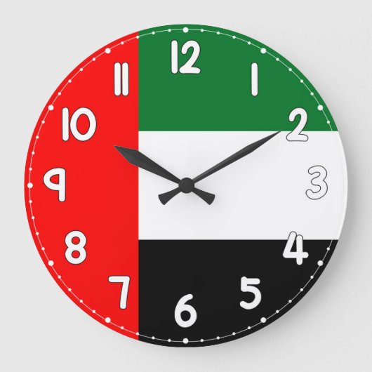 United Arab Emirates UAE Flag Wall Clock Grote Klok (Voorkant)