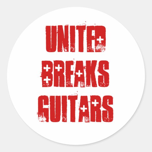 United Breaks Guitars Ronde Sticker (Voorkant)