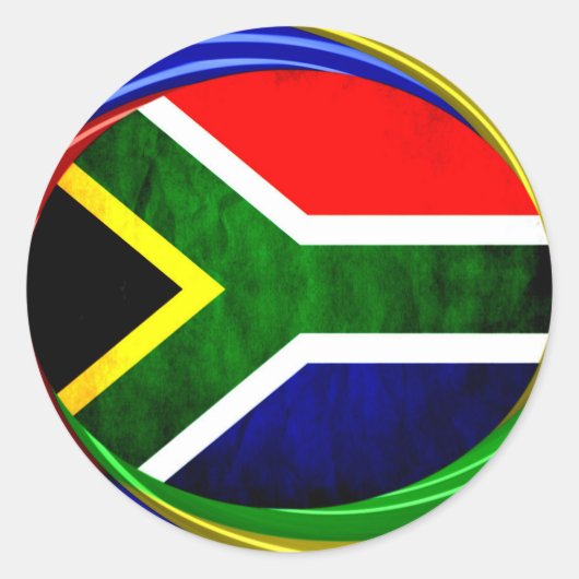 United by Beauty: Zuid-Afrikaanse vlagontwerp Ronde Sticker (Voorkant)