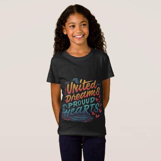 "United Dreams Proud Hearts" zwart T-shirt (Voorkant volledig)