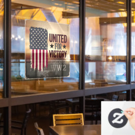 United for Victory WWII American Flag Patriotic Raamsticker