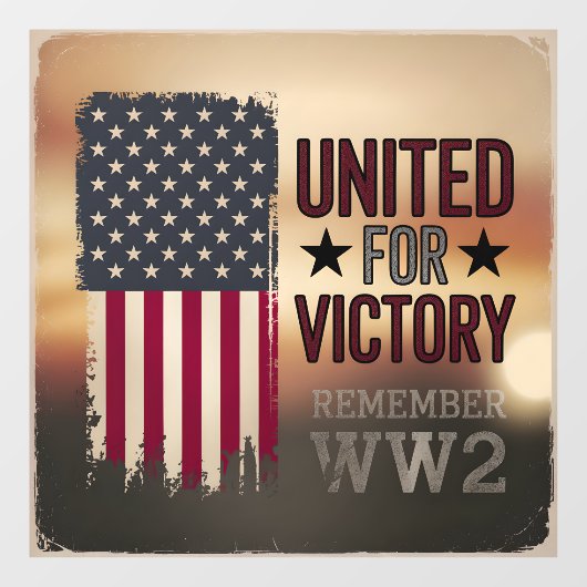 United for Victory WWII American Flag Patriotic Raamsticker (Vel)