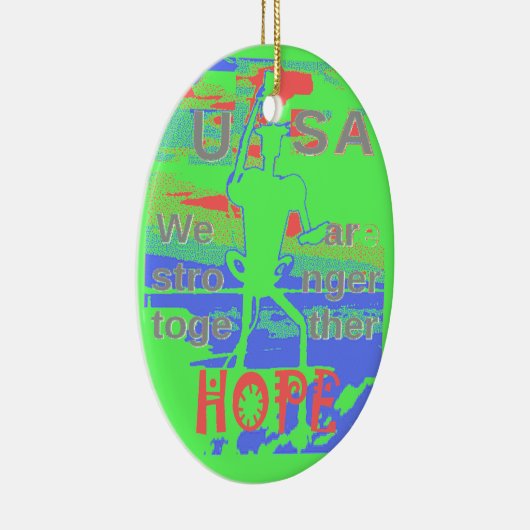 United in Hope: samen sterker - Vibrant USA Keramisch Ornament (Rechts)