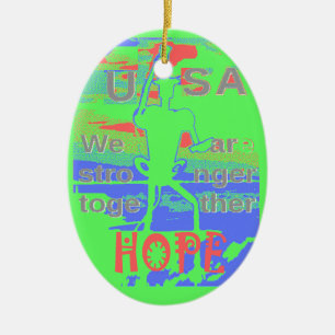 United in Hope: samen sterker - Vibrant USA Keramisch Ornament