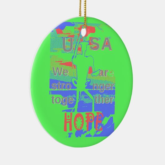 United in Hope: samen sterker - Vibrant USA Keramisch Ornament (Rechts)