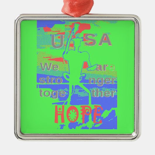 United in Hope: samen sterker - Vibrant USA Metalen Ornament (Voorkant)