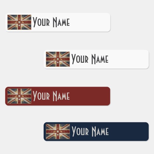 United Kingdom Art Deco Flag Waterproof Name Label (Groep)
