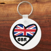 United Kingdom Country Code Flag Heart Keyring GBR Sleutelhanger (Voorkant)