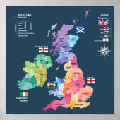 United Kingdom Map - England County Poster (Voorkant)