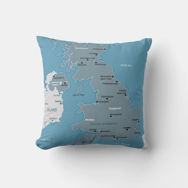 United Kingdom Map Pillow Kussen (Voorkant)