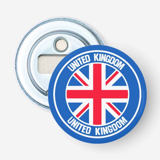 United Kingdom Round Emblem Button Flesopener (Voorkant)