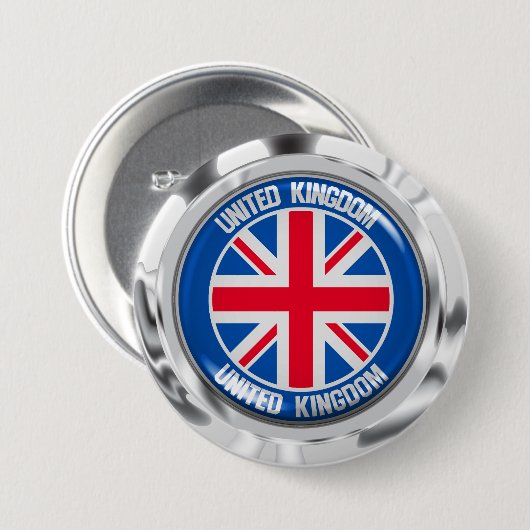 United Kingdom Round Emblem Ronde Button 7,6 Cm (Voorkant /achterkant)