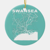United Kingdom Souvenir Swansea City Street Map Keramisch Ornament (Voorkant)