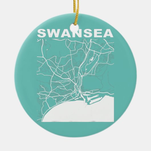 United Kingdom Souvenir Swansea City Street Map Keramisch Ornament (Voorkant)
