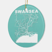 United Kingdom Souvenir Swansea City Street Map Keramisch Ornament (Links)