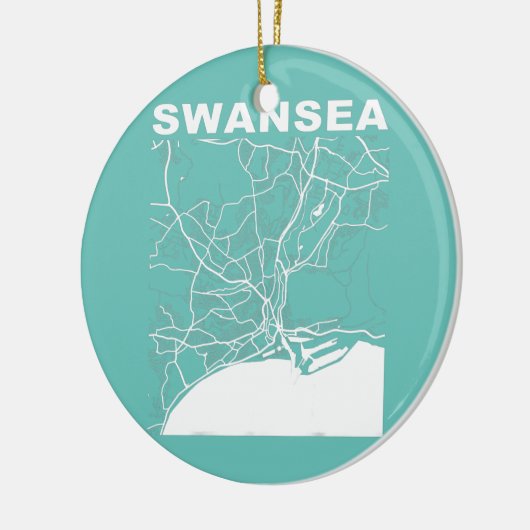 United Kingdom Souvenir Swansea City Street Map Keramisch Ornament (Links)