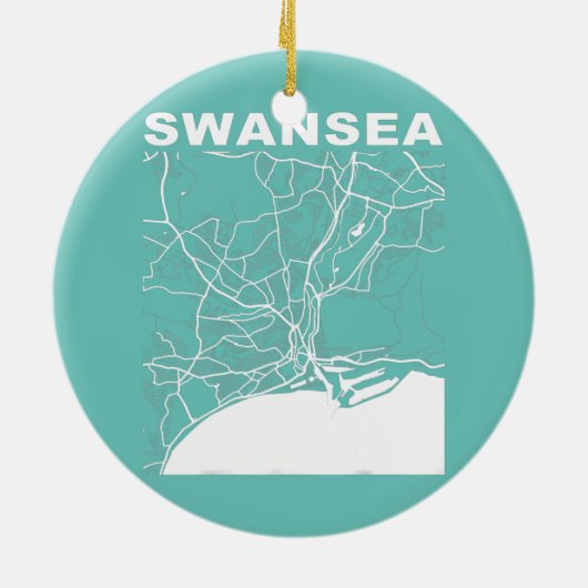 United Kingdom Souvenir Swansea City Street Map Keramisch Ornament (Achterkant)