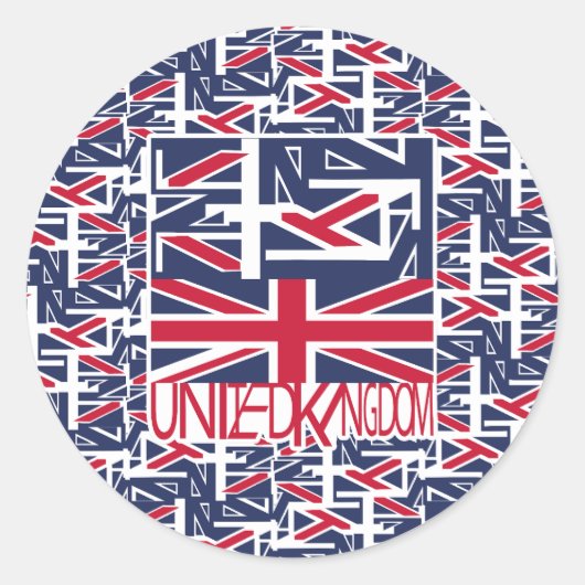 United Kingdom UK flag BY MASANSER PIXELAT Ronde Sticker (Voorkant)