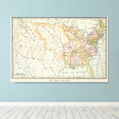 United States 1830 Historical Map Illustration Canvas Afdruk (Insitu (Houten vloer))