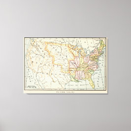United States 1830 Historical Map Illustration Canvas Afdruk