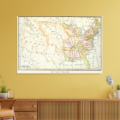 United States 1830 Historical Map Illustration Canvas Afdruk (Insitu (Woonkamer))
