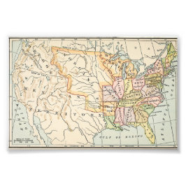 United States 1830 Historical Map Illustration Foto Afdruk