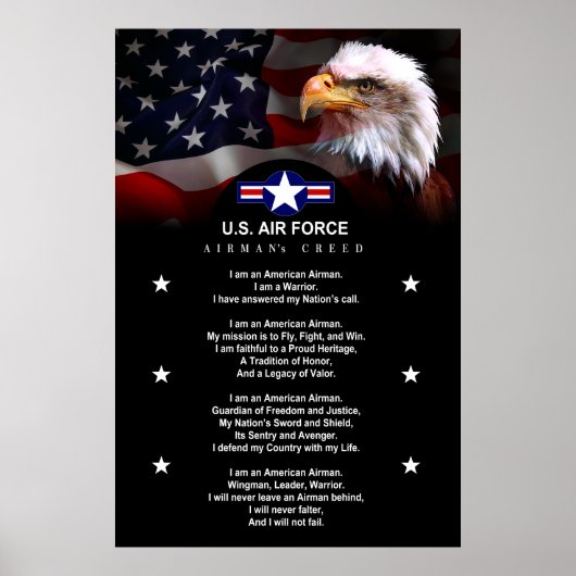 United States Air Force AIRMAN's Creed Poster (Voorkant)