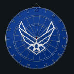United States Air Force Logo - Blue Dartbord<br><div class="desc">Dit ontwerp is voorzien van de officiële United States Air Force logo weergegeven op een gewaagde blauwe achtergrond. Het vertegenwoordigt trots,  eer en traditie en is een tijdloos eerbetoon aan de service en toewijding van de Amerikaanse luchtmacht.</div>