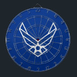 United States Air Force Logo - Blue Dartbord<br><div class="desc">Dit ontwerp is voorzien van de officiële United States Air Force logo weergegeven op een gewaagde blauwe achtergrond. Het vertegenwoordigt trots,  eer en traditie en is een tijdloos eerbetoon aan de service en toewijding van de Amerikaanse luchtmacht.</div>