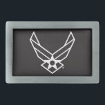 United States Air Force Logo - zwart Gesp<br><div class="desc">Dit ontwerp is voorzien van de officiële United States Air Force logo weergegeven op een gewaagde blauwe achtergrond. Het vertegenwoordigt trots,  eer en traditie en is een tijdloos eerbetoon aan de service en toewijding van de Amerikaanse luchtmacht.</div>