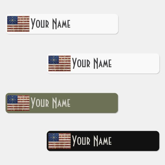 United States Art Deco Flag Waterproof Name Label (Groep)