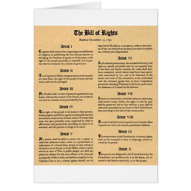 United States Bill of Rights (Voorkant)