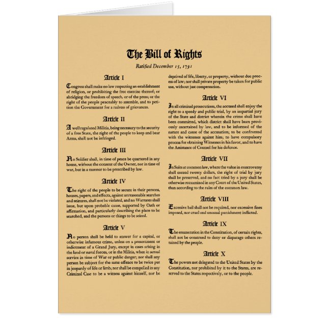 United States Bill of Rights (Voorkant)