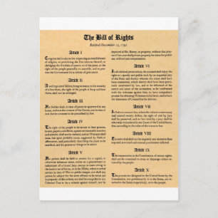 United States Bill of Rights Briefkaart
