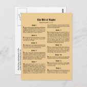 United States Bill of Rights Briefkaart (Voorkant / Achterkant)