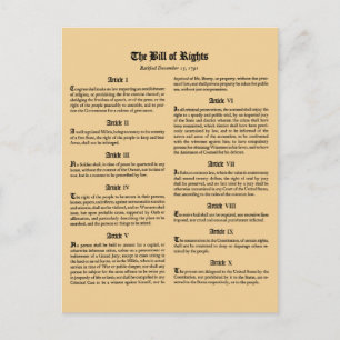 United States Bill of Rights Briefkaart