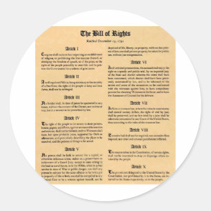 United States Bill of Rights Ronde Sticker