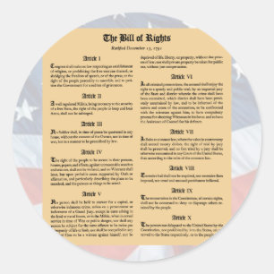 United States Bill of Rights Ronde Sticker
