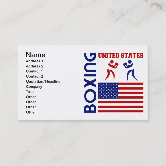 United States Boxin Visitekaartje (Voorkant)