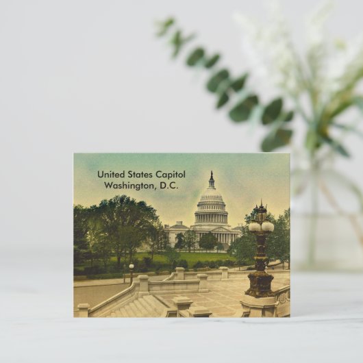 United States Capitol from Library Steps Date 1898 Briefkaart (Staand voorkant)