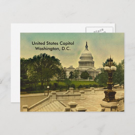 United States Capitol from Library Steps Date 1898 Briefkaart (Voorkant / Achterkant)