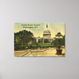 United States Capitol from Library Steps Date 1898 Canvas Afdruk