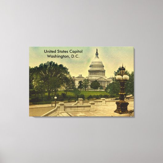 United States Capitol from Library Steps Date 1898 Canvas Afdruk (Voorkant)