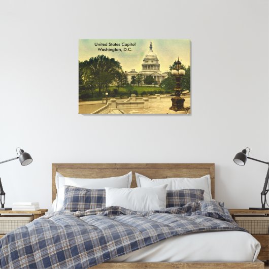 United States Capitol from Library Steps Date 1898 Canvas Afdruk (Insitu (Slaapkamer))