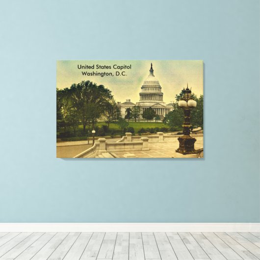 United States Capitol from Library Steps Date 1898 Canvas Afdruk (Insitu (Houten vloer))