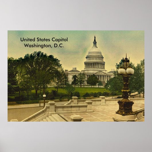 United States Capitol from Library Steps Date 1898 Poster (Voorkant)
