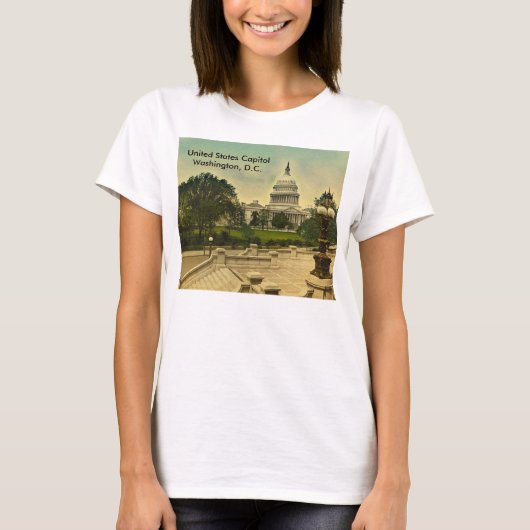 United States Capitol from Library Steps Date 1898 T-shirt (Voorkant)