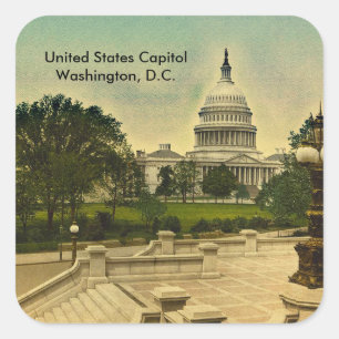 United States Capitol from Library Steps Date 1898 Vierkante Sticker