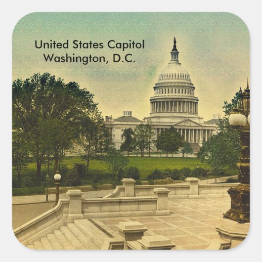 United States Capitol from Library Steps Date 1898 Vierkante Sticker (Voorkant)