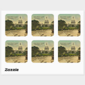 United States Capitol from Library Steps Date 1898 Vierkante Sticker (Vel)